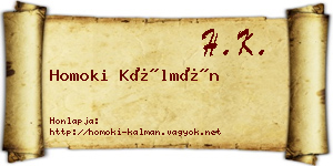 Homoki Kálmán névjegykártya