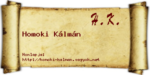 Homoki Kálmán névjegykártya